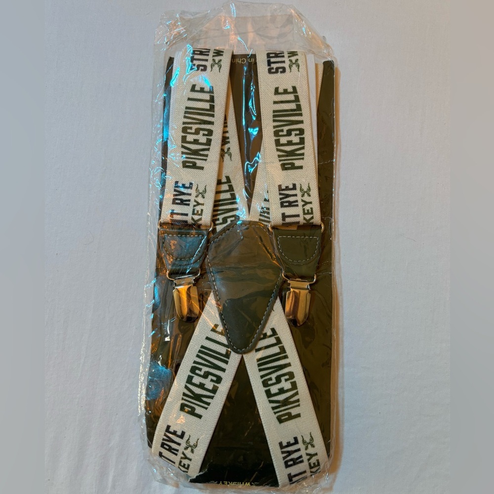 Vintage Pikesville Straight Rye Whiskey Suspenders Promo New in Package